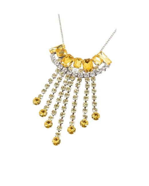 Dries Van Noten Metallic Strass Fringed Necklace