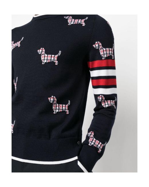 Thom Browne Blue 4-Bar Stripe Grosgrain Loop Jumper for men