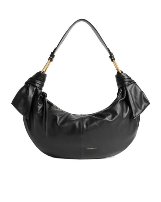 Coccinelle Black Furoshik Knotted Zip-Up Medium Shoulder Bag