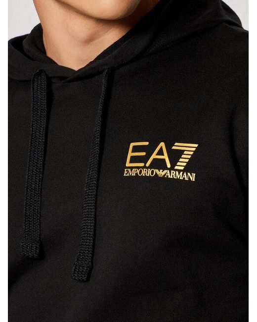 EA7 Black Logo-Print Hoodie for men