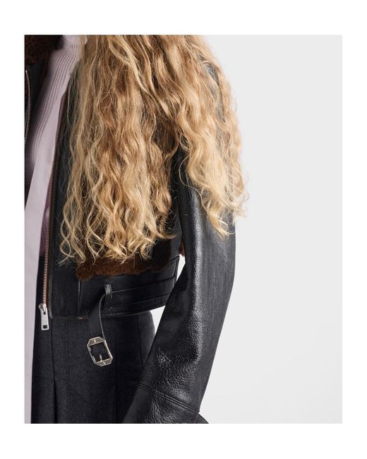Prada Brown Leather And Shearling Jacket