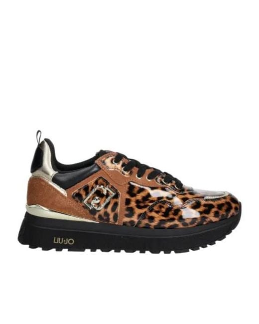 Liu Jo Brown Leopard-Print Sneakers