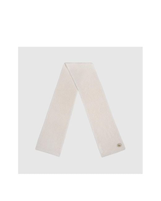 Gucci White Logo Patch Knit Scarf