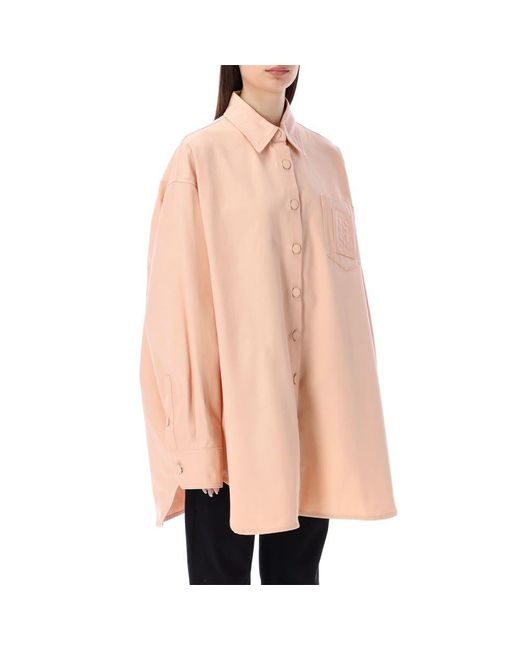 Raf Simons Pink Logo-Patch Oversized Shirt