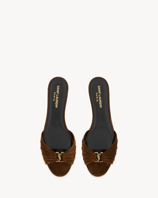 Saint Laurent Brown Babylone Logo Plaque Slides