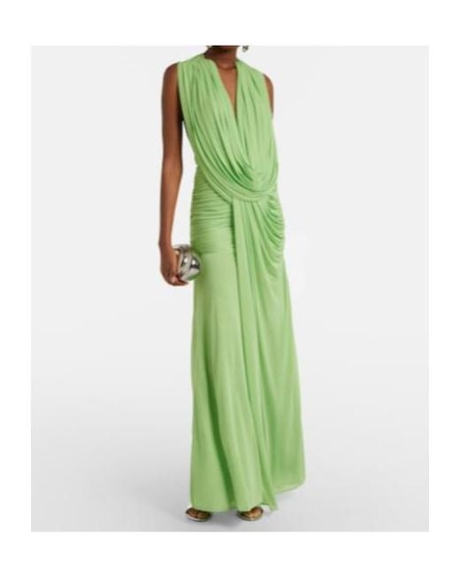 Christopher Esber Green Ripple Draped Jersey Gown