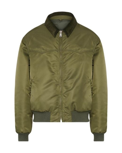 Maison Margiela Green Four Stitches Zip-Up Bomber Jacket for men