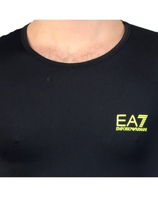 EA7 Black Logo T-Shirt With Round Neck for men
