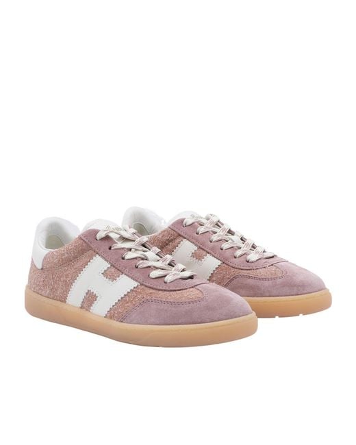 Hogan Pink 'Cool' Lace-Up Low-Top Casual Shoes