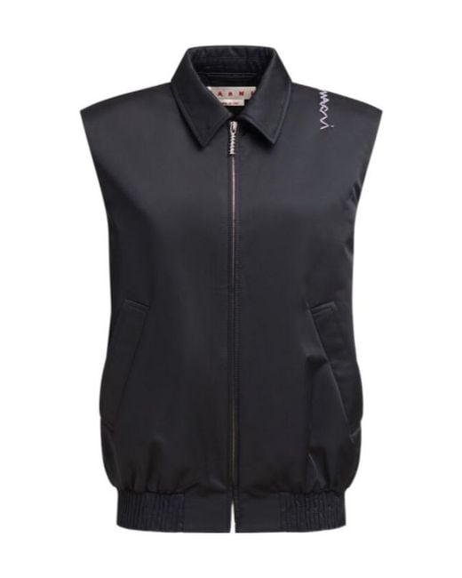 Marni Black Collared Zip-Up Vest