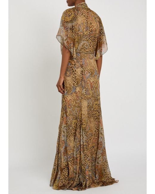 Etro Natural Leopard-Print Silk Maxi Dress