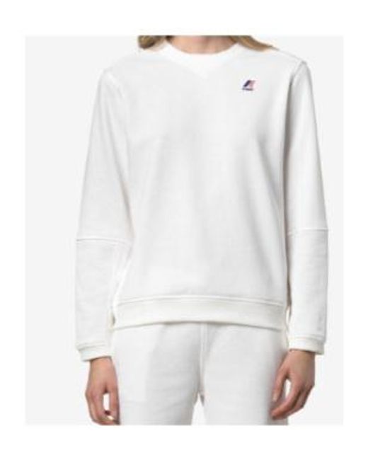 K-Way White Logo V-Neck Sweatshirt for men