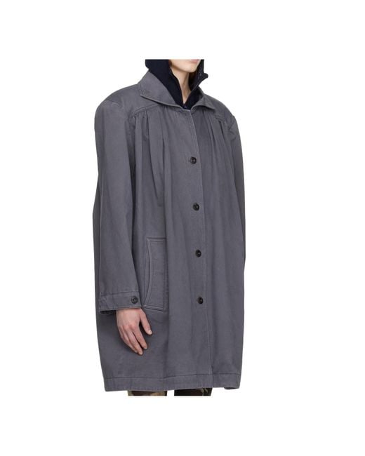 OPEN YY Blue Over Shirred Top Coat
