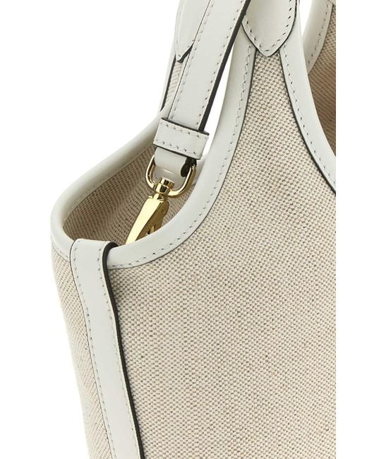 Prada White Logo Print Mini Bucket Bag