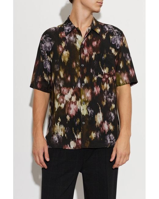 AllSaints Black Wildflower Abstract Print Shirt for men