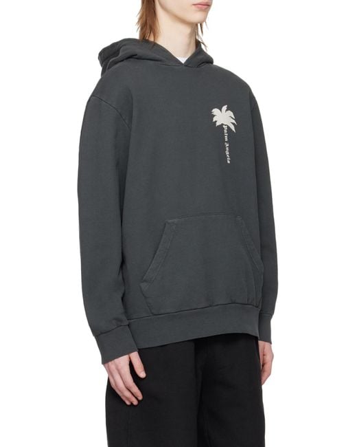 Palm Angels Gray The Palm Printed Hoodie for men