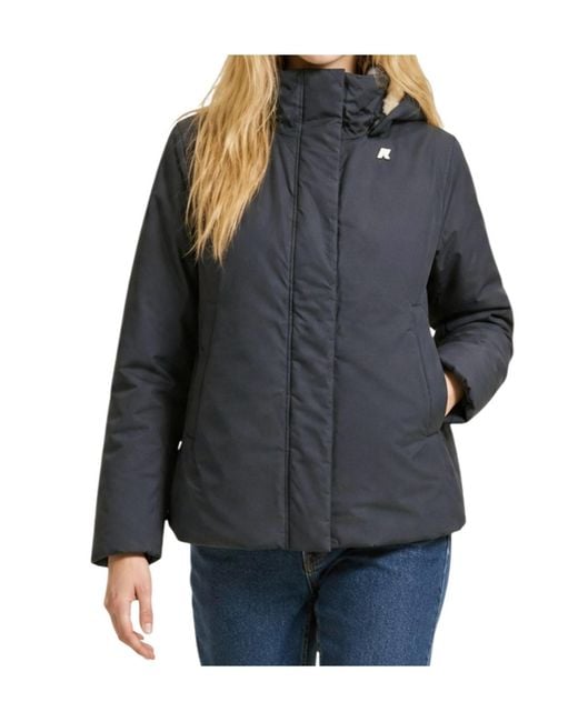 K-Way Blue Long-Sleeve Hooded Padded Jacket
