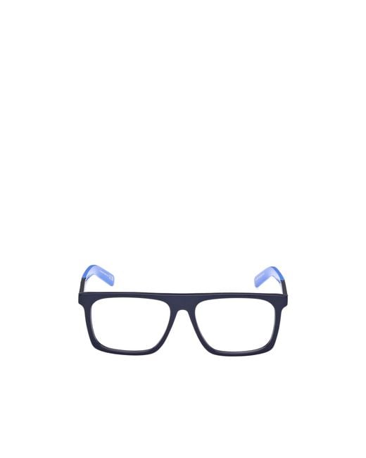 Moncler White Logo-Print Rectangle-Frame Glasses for men