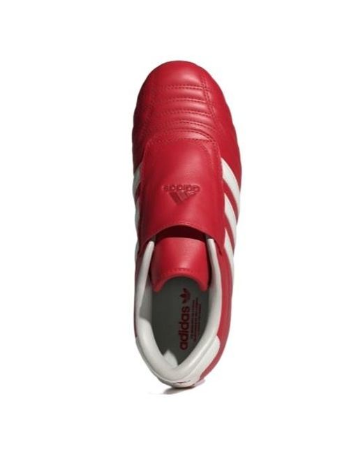 Adidas Originals Red Taekwondo Quilted-Panel Low-Top Sneakers