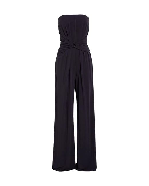 Max Mara Blue Solid-Color Strapless Tube Top Jumpsuit