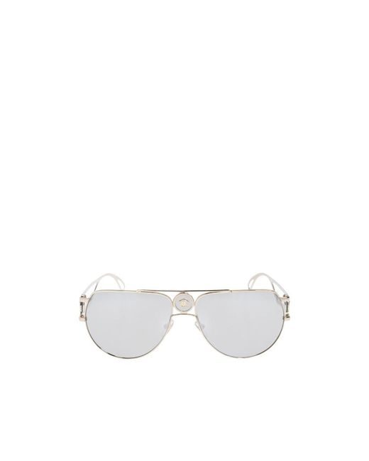 Versace White Eyewear Double Bridge Aviator-Frame Sunglasses for men