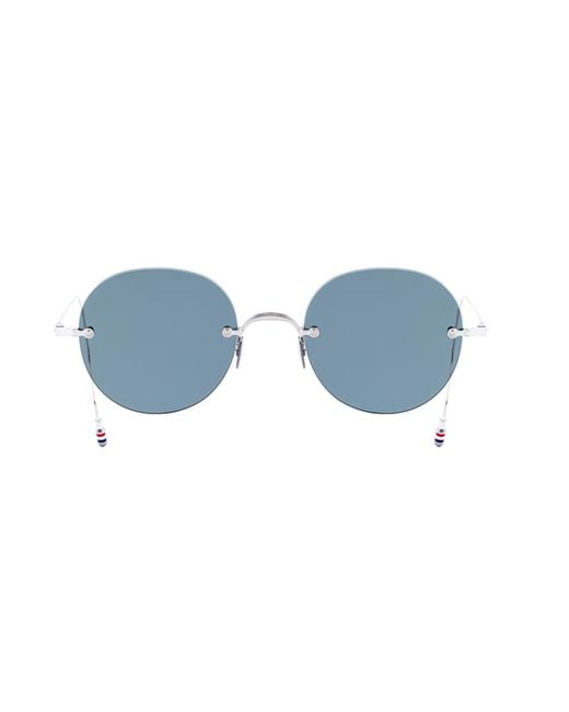 Thom Browne Blue Eyewear Round Frame Sunglasses for men