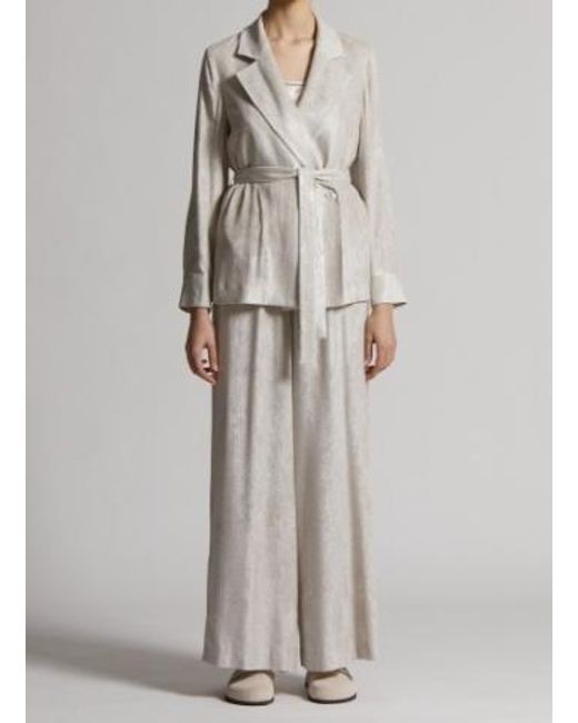 Peserico Gray Belted Fitted Jacket