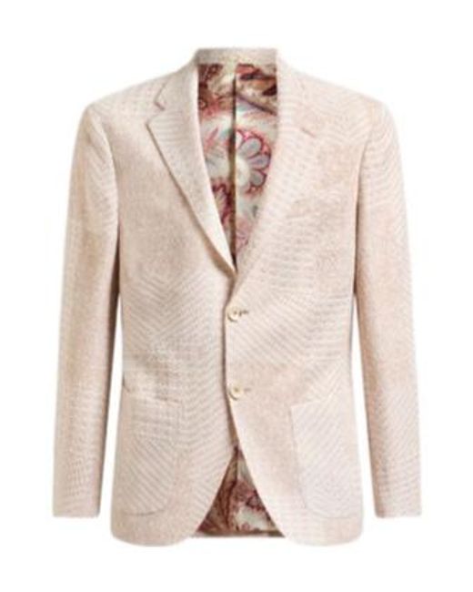 Etro Natural Wool-Blend Patchwork Blazer for men