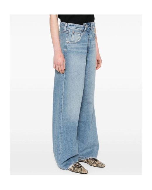 Agolde Blue Pleated Detail Denim Trousers