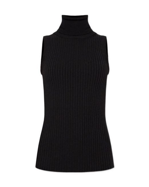 Dolce & Gabbana Black Turtleneck Knitted Vest