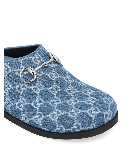 Gucci Blue Gg Printed Slip-On Sandals