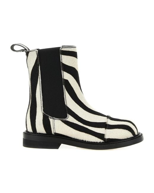 Moschino Black Zebra-Print Ankle Boots