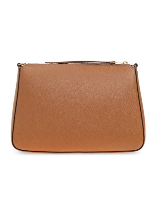 Tory Burch Brown Chain-Linked Zipped Shoulder Bag
