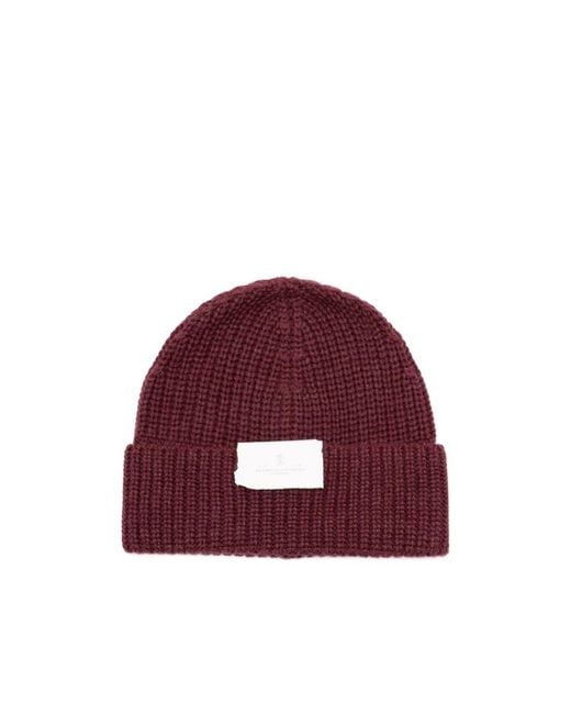 Brunello Cucinelli Red Cashmere Beanie for men