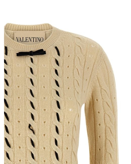 Valentino Metallic Bow-Detailed Knitted Jumper