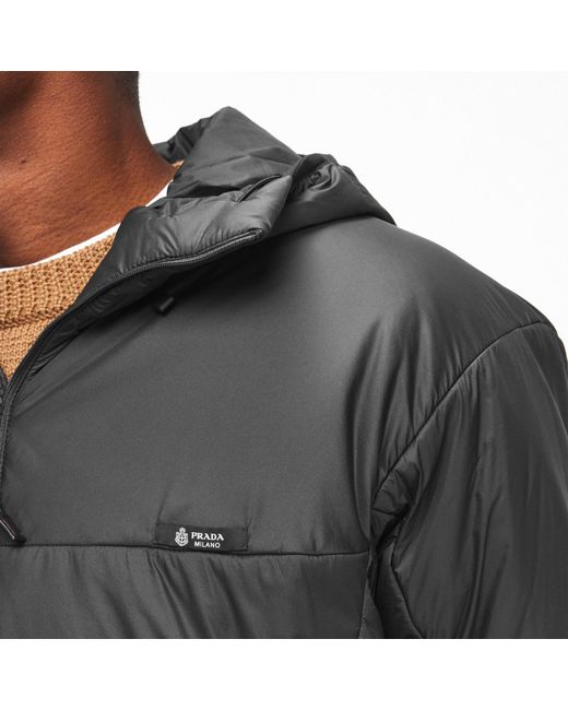 Prada Gray Hooded Padded Jacket for men