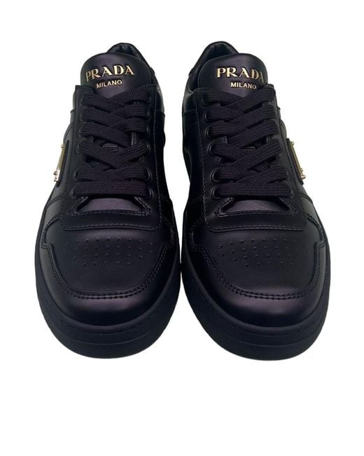 Prada Blue Downtown Leather Sneakers