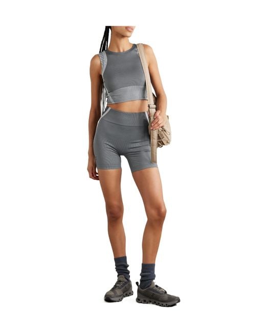 On Shoes Gray Studio Ribbed Stretch Recycled Shorts