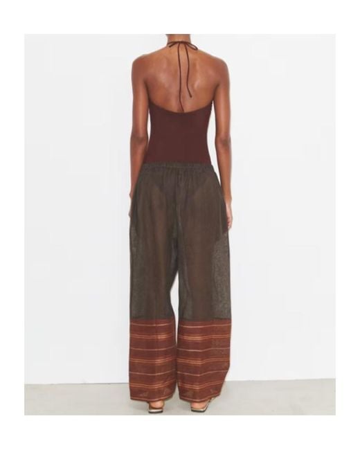 Tory Burch Brown Drawcord Wide-Leg Beach Pants