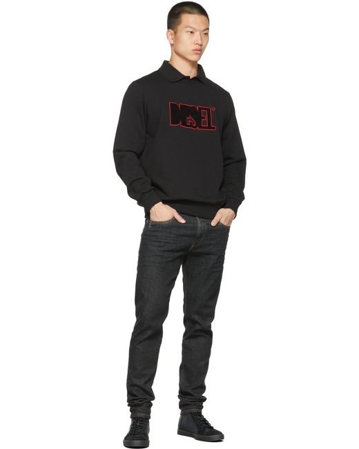 DIESEL Black Slim Fit Jeans for men