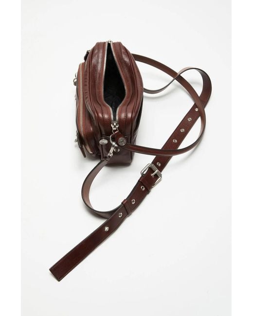 Acne Brown Camero Party Buckle Zip Leather Shoulder Bag