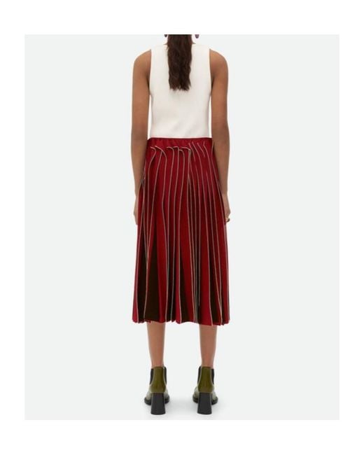 Bottega Veneta Red Viscose Frill Skirt