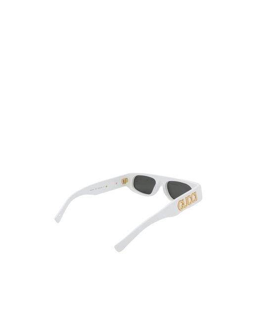 Gucci White Eyewear Geometric Shaped Frame Sunglasses