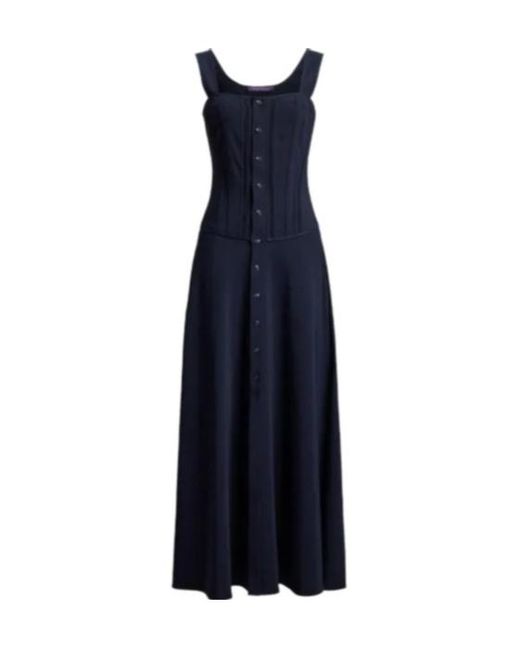 Ralph Lauren Blue Sophee Button A-Line Dress