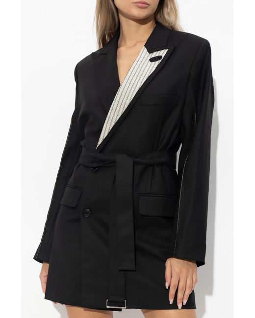 Victoria Beckham Black Double-Breasted Long Sleeved Mini Dress