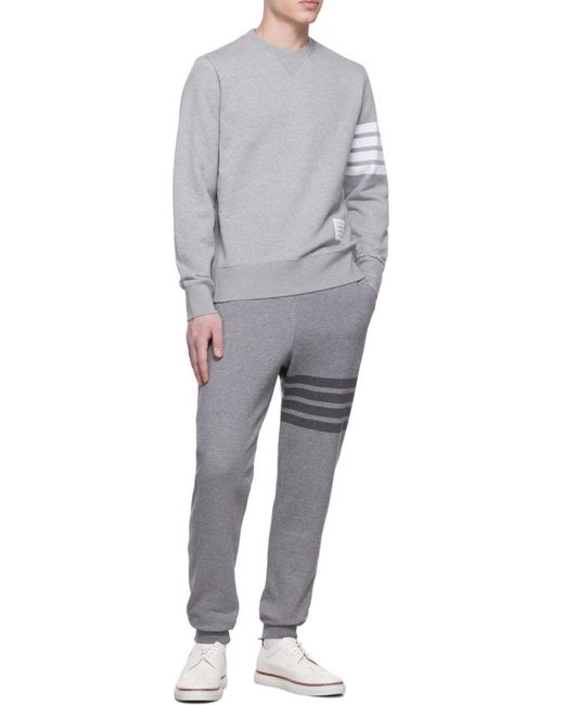 Thom Browne Gray Engineered 4-Bar Crewneck Sweatshirt for men