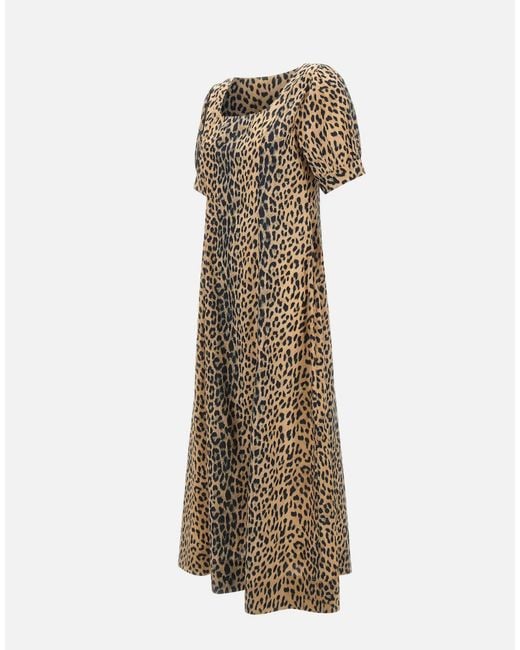 Rixo Natural Kathleen Leopard Midi Dress