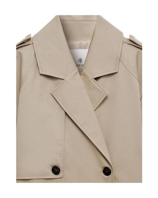Anine Bing Natural Double-Breasted Belted Coat