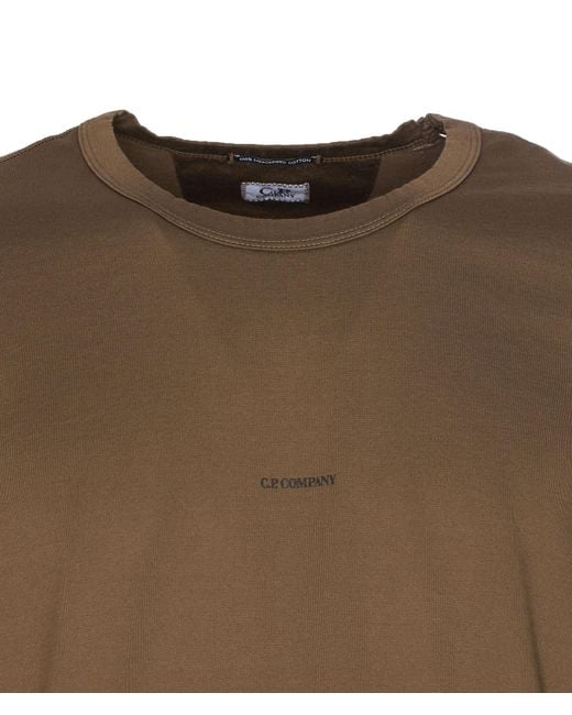 C P Company Brown Gasato Short Sleeved Logo Jersey T-Shirt for men