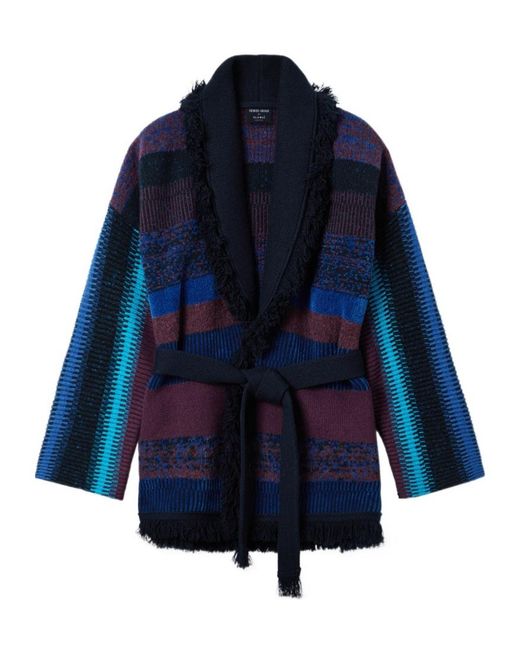 GIORGIO ARMANI X ALANUI Blue Giorgio Armani For Alanui Cashmere Blend Cardigan for men